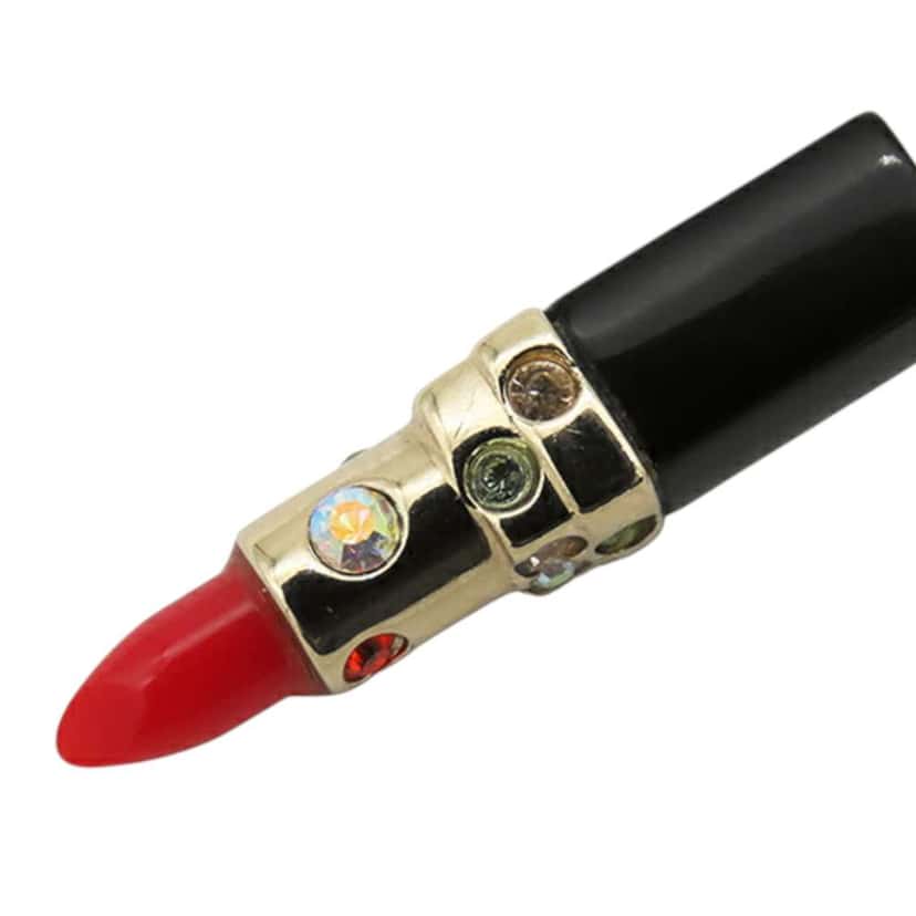 Chanel Gold Plated CC Lipstick Pendant Necklace Gold Metal Good condition - Model View