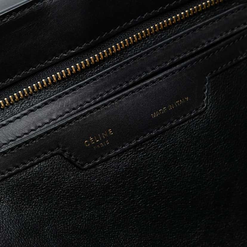 Celine Medium Tricolor Calfskin and Suede Trapeze Satchel Black Leather Good condition - Box View