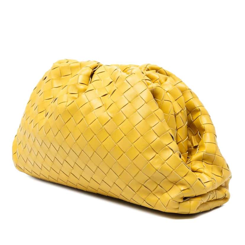 Bottega Veneta Nappa Intrecciato The Pouch Yellow Leather Good condition - Back View