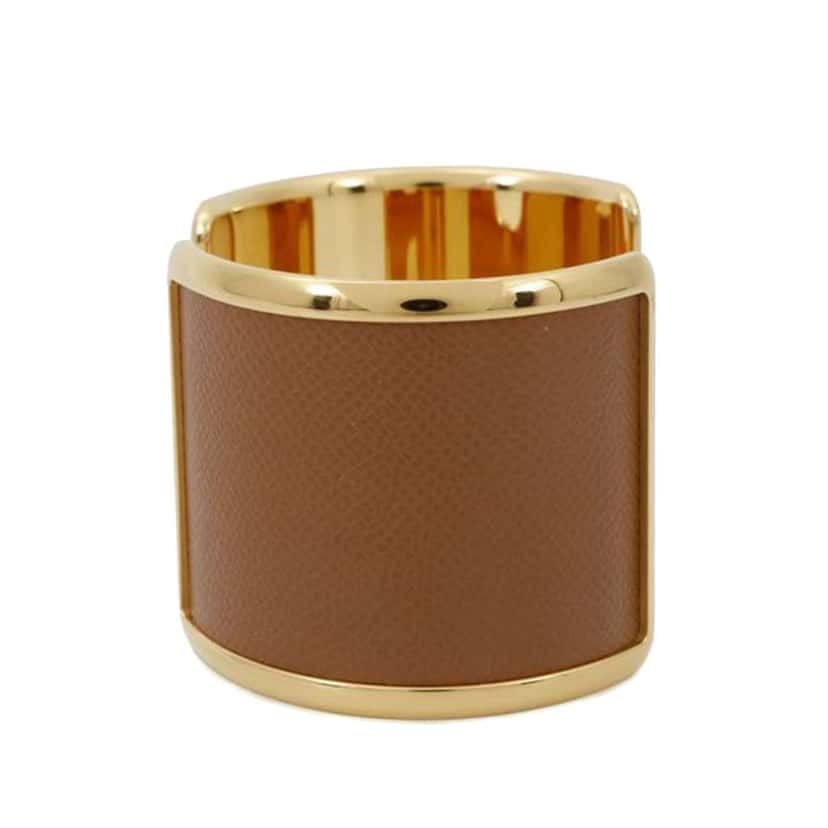 Hermès Gold Plated Epsom Olympe Cuff Bracelet Gold Metal Good condition - Back View
