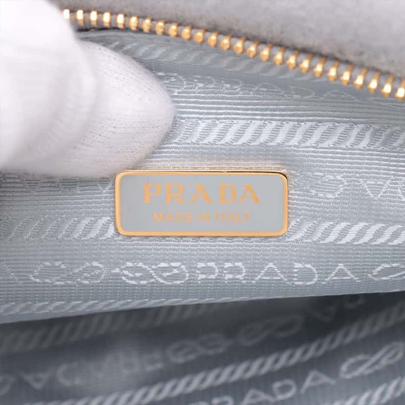 Prada Mini Shearling Triangle Satchel Grey Very good condition - Model View