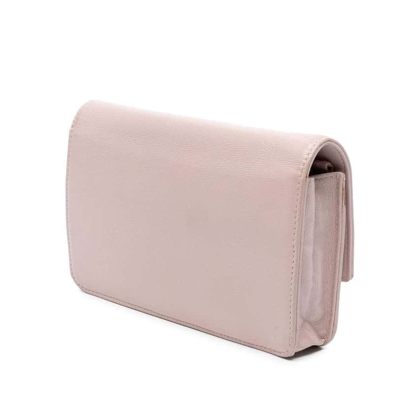 Chanel CC Caviar Sevruga Wallet On Chain Pink Leather Good condition - Back View