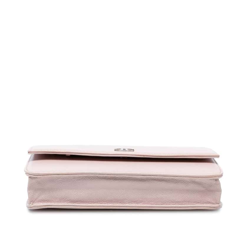 Chanel CC Caviar Sevruga Wallet On Chain Pink Leather Good condition - Inside View