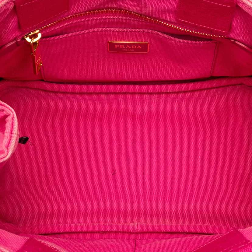Prada Small Canvas Canapa Logo Satchel Pink Canvas Good condition - Model View