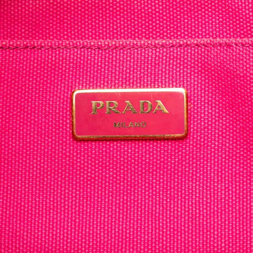 Prada Small Canvas Canapa Logo Satchel Pink Canvas Good condition - Box View