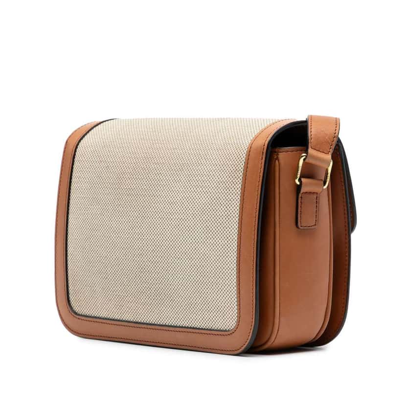 Celine Classique Canvas and Calfskin Triomphe Crossbody Brown Canvas Good condition - Back View