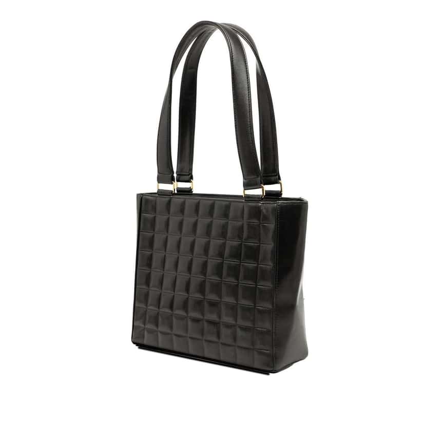 Chanel CC Choco Bar Lambskin Tote Black Leather Good condition - Back View
