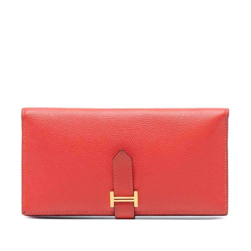 Hermès Epsom Bearn Wallet Red Leather Good condition - Front View