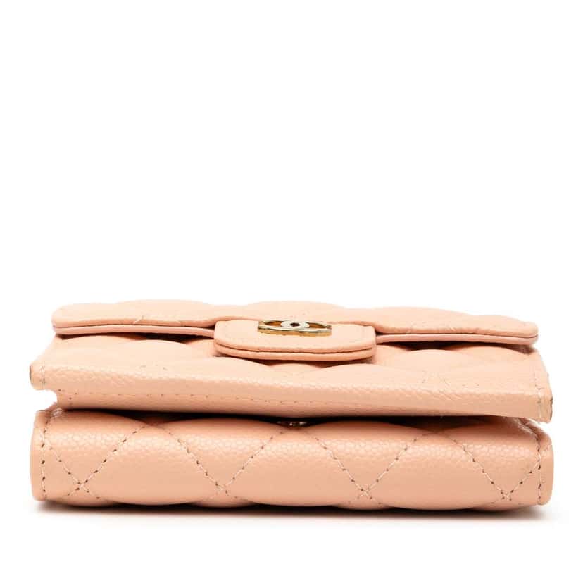 Chanel CC Quilted Caviar Compact Flap Wallet Pink Leather Good condition - Inside View