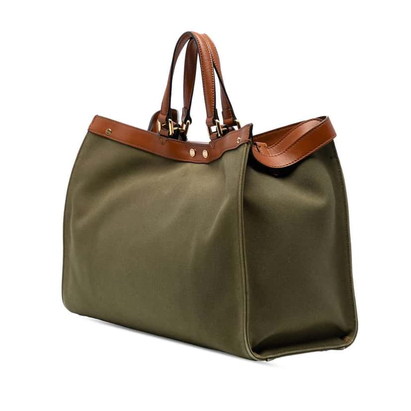 Fendi Zucca Embroidered Canvas Peekaboo X Tote Green Canvas Good condition - Back View