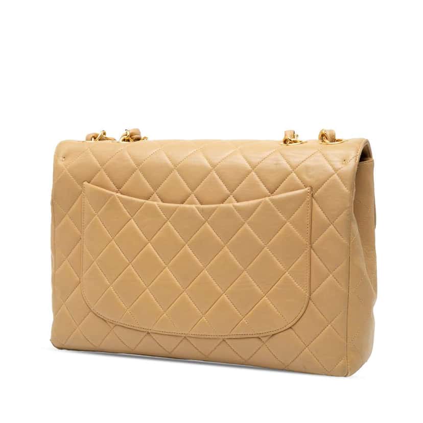 Chanel Jumbo XL Classic Lambskin Single Flap Brown Leather Good condition - Back View