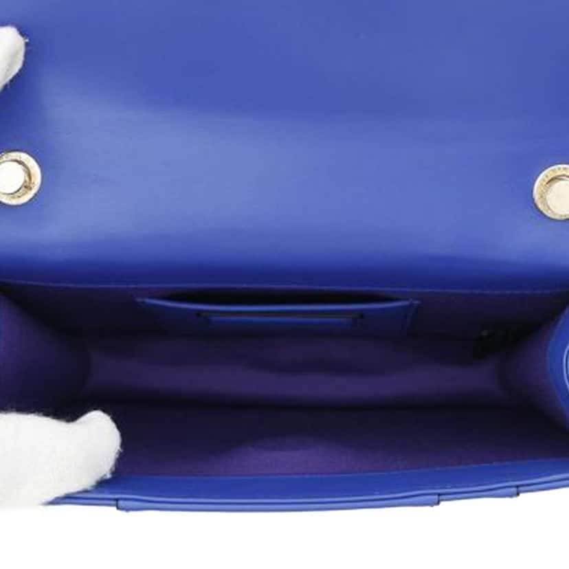 Bvlgari Small Leather Square Serpenti Forever Chain Crossbody Blue Leather Good condition - Model View