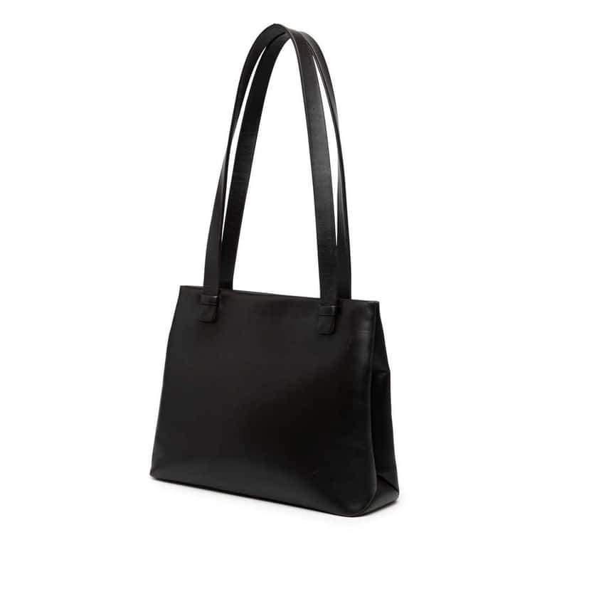 Chanel Small Calfskin Logo Shoulder Bag Black Leather Good condition - Back View