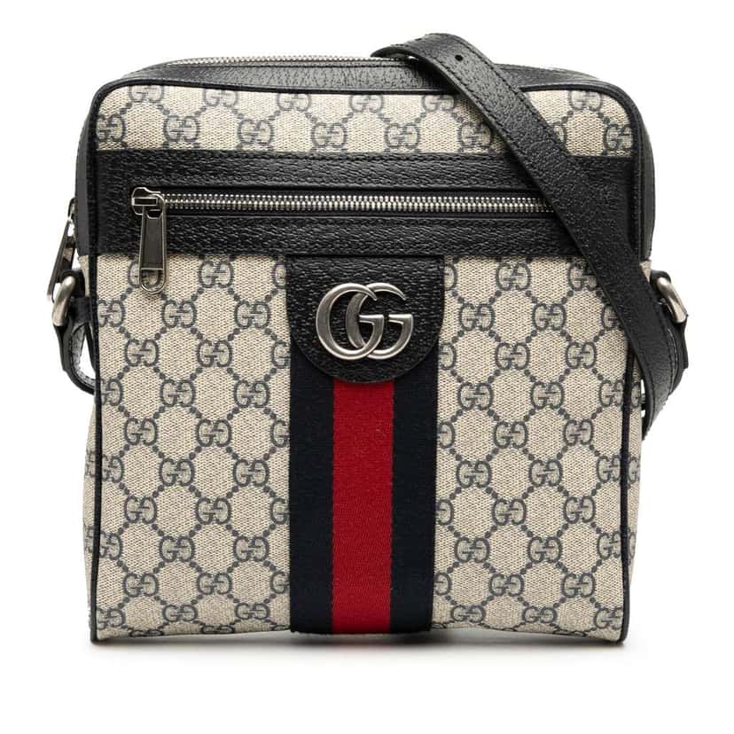 Gucci Small GG Supreme Web Ophidia Messenger Bag Brown Canvas Good condition - Front View