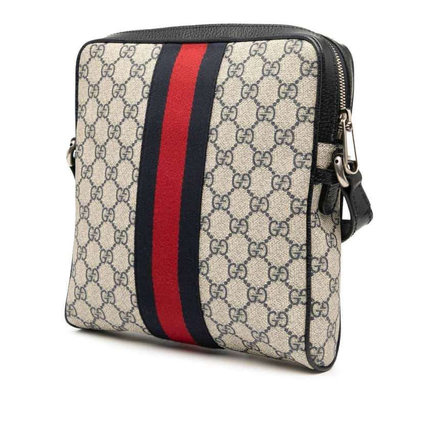 Gucci Small GG Supreme Web Ophidia Messenger Bag Brown Canvas Good condition - Back View