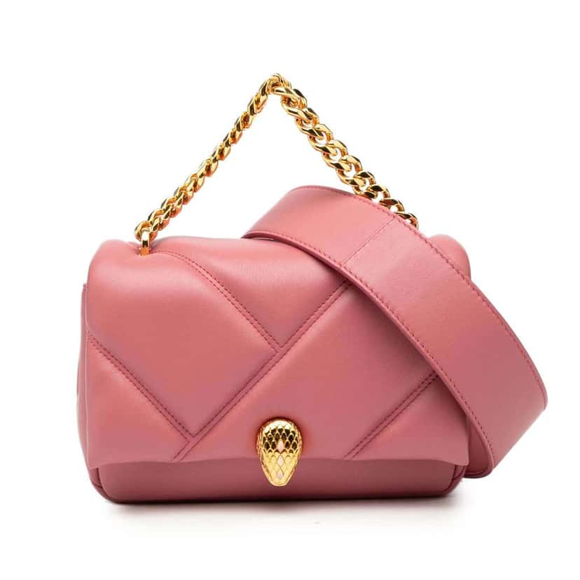 Bvlgari Mini Leather Serpenti Cabochon Satchel Pink Leather Good condition - Front View