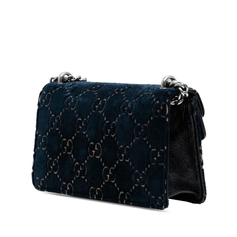 Gucci Medium GG Velvet Dionysus Crossbody Blue Velvet Good condition - Back View