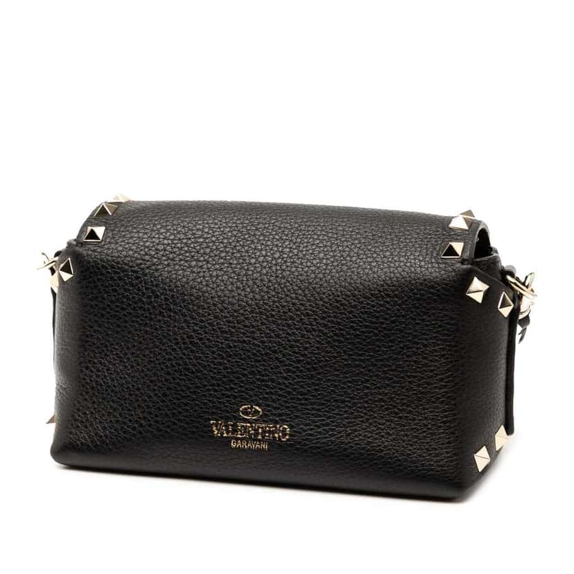 Valentino Mini Leather Rockstud Flap Crossbody Black Leather Good condition - Back View