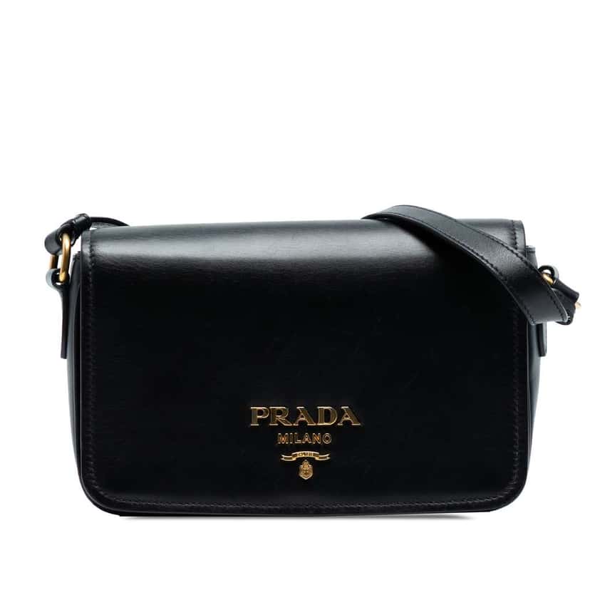 Prada City Calf Flap Crossbody Black Leather Good condition - Front View