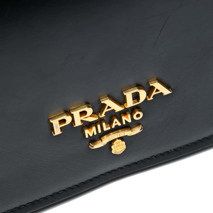 Prada City Calf Flap Crossbody Black Leather Good condition - Box View