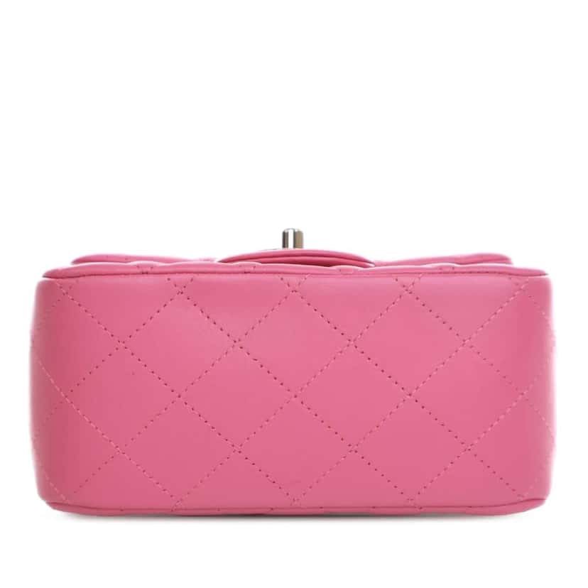 Chanel Mini Square Classic Lambskin Single Flap Pink Leather Good condition - Inside View