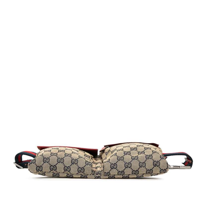 Gucci GG Canvas Web Double Pocket Belt Bag Brown Canvas Very good condition - Inside View
