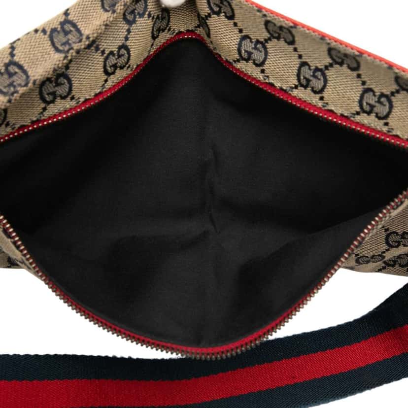 Gucci GG Canvas Web Double Pocket Belt Bag Brown Canvas Very good condition - Model View