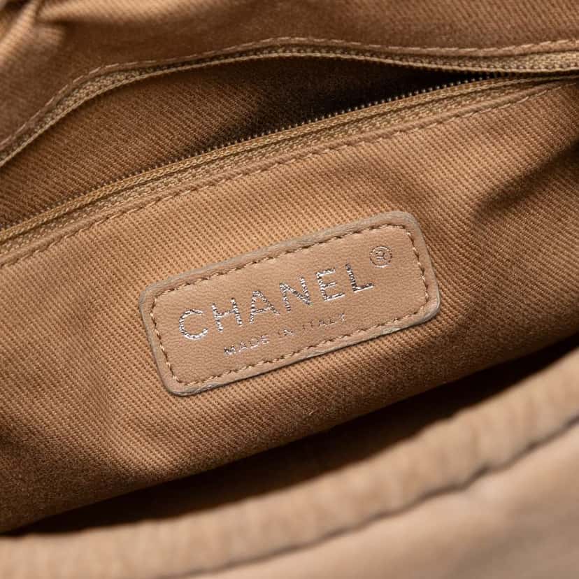 Chanel Perforated Suede Fringe Flap Brown Leather Good condition - Box View