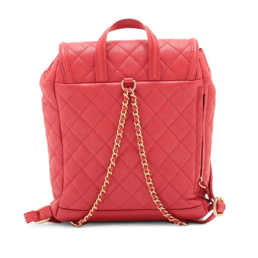 Chanel Quilted Caviar CC Filigree Backpack Red Leather Good condition - Back View