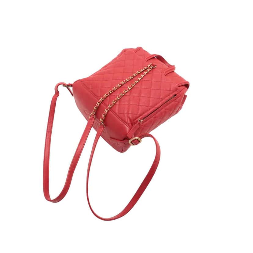 Chanel Quilted Caviar CC Filigree Backpack Red Leather Good condition - Inside View