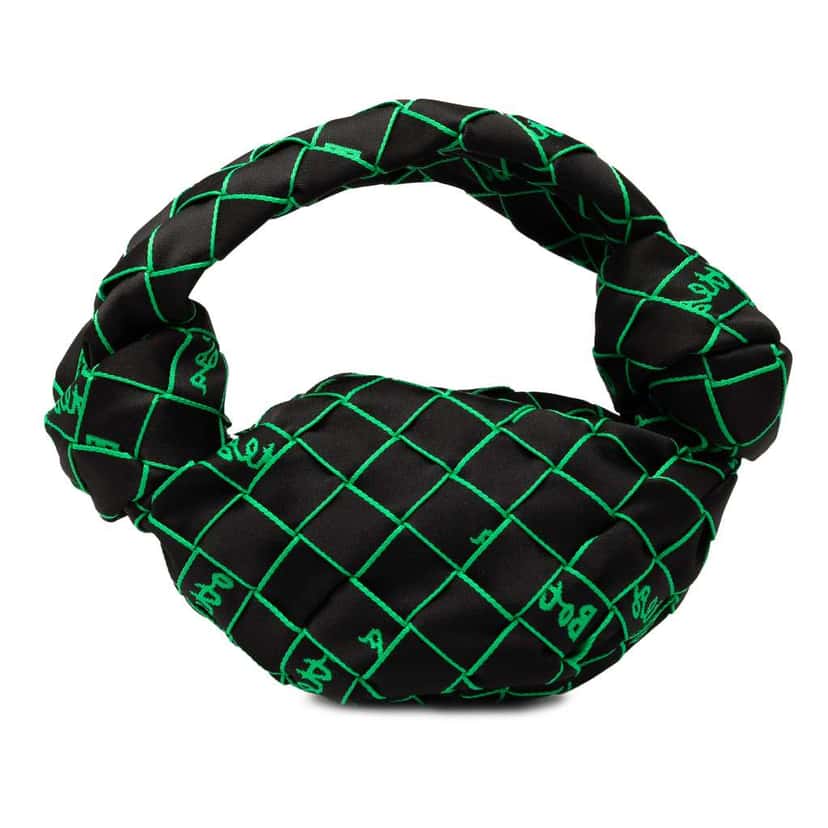 Bottega Veneta Mini Synthetic Fabric Intrecciato Double Knot Bag Black Polyester Good condition - Front View