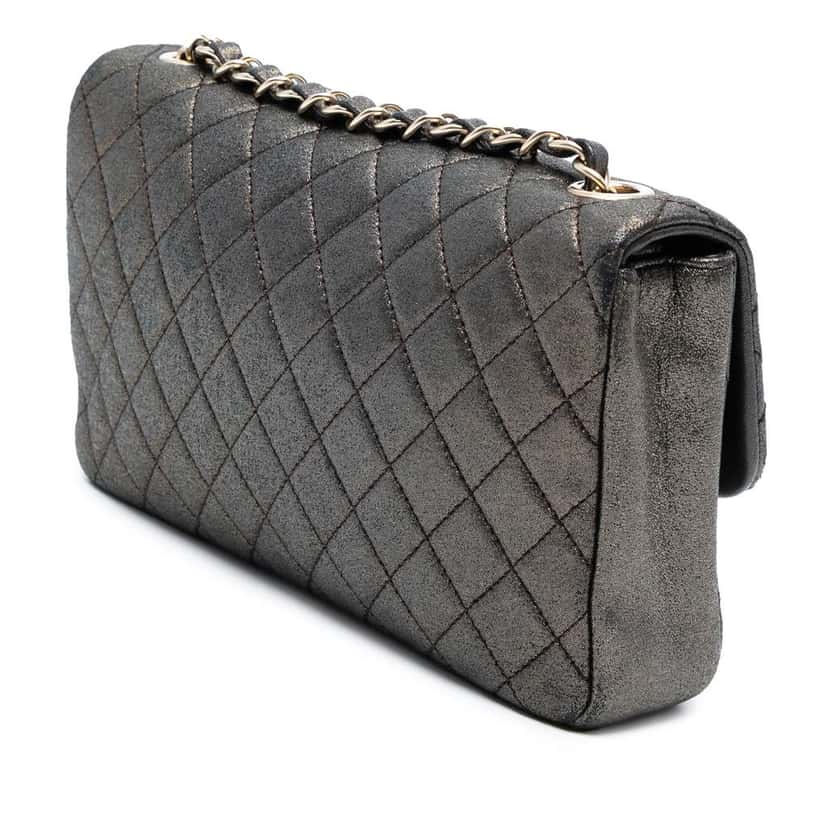 Chanel Small Quilted Iridescent Calfskin Crystal Single Flap Black Leather Good condition - Back View
