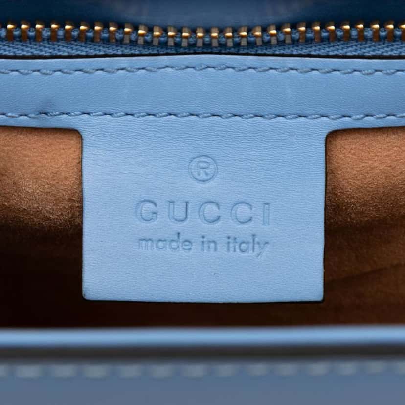 Gucci Small Leather Sylvie Web Satchel Blue Leather Good condition - Box View