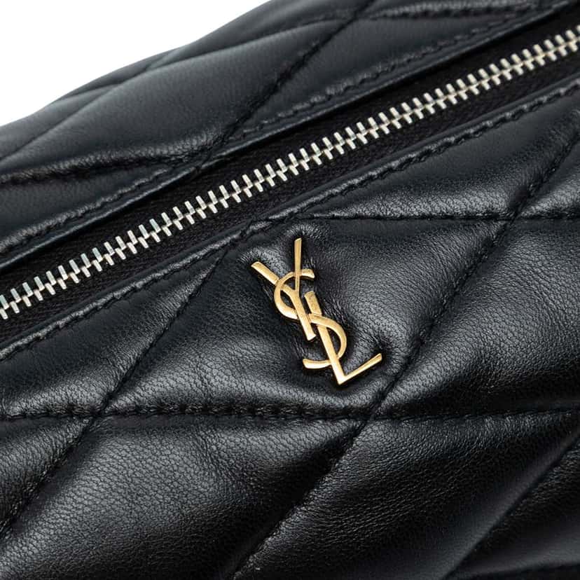 Saint Laurent Small Quilted Lambskin Sade Tube Bag Black Leather Good condition - Box View
