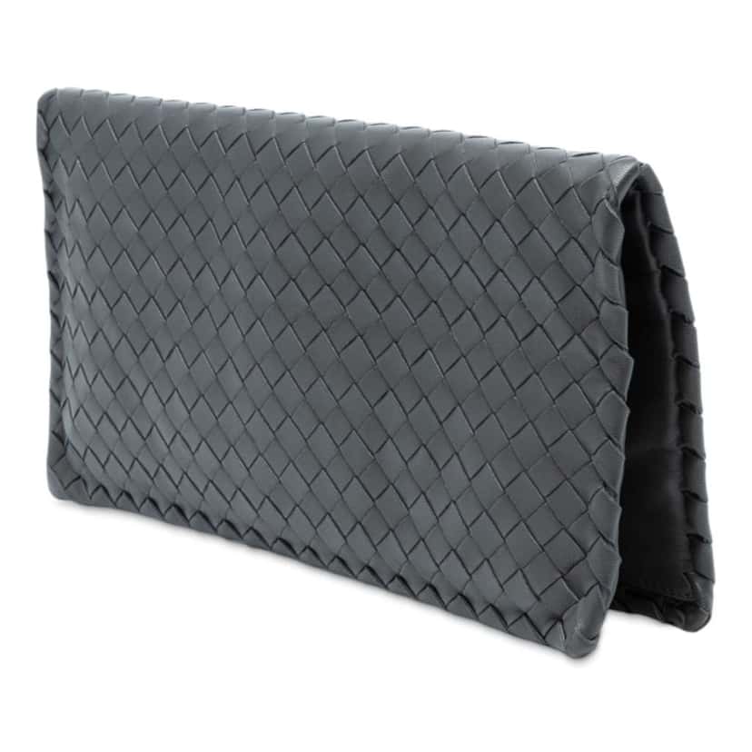 Bottega Veneta Nappa Intrecciato Turn Lock Clutch Black Leather Good condition - Back View