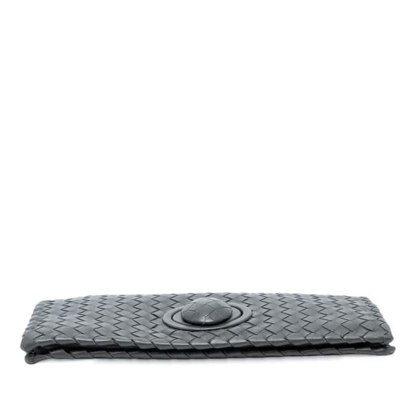 Bottega Veneta Nappa Intrecciato Turn Lock Clutch Black Leather Good condition - Inside View