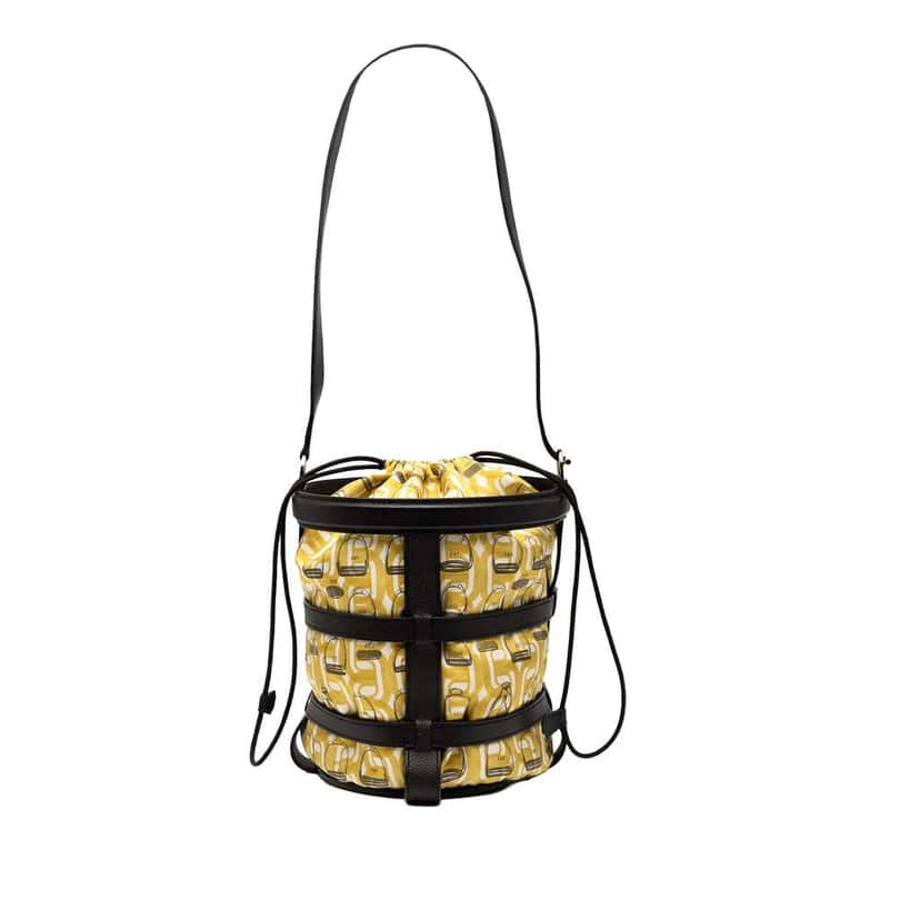 Hermès Silk and Epsom Sac Musardine Yellow Silk Good condition - Front View