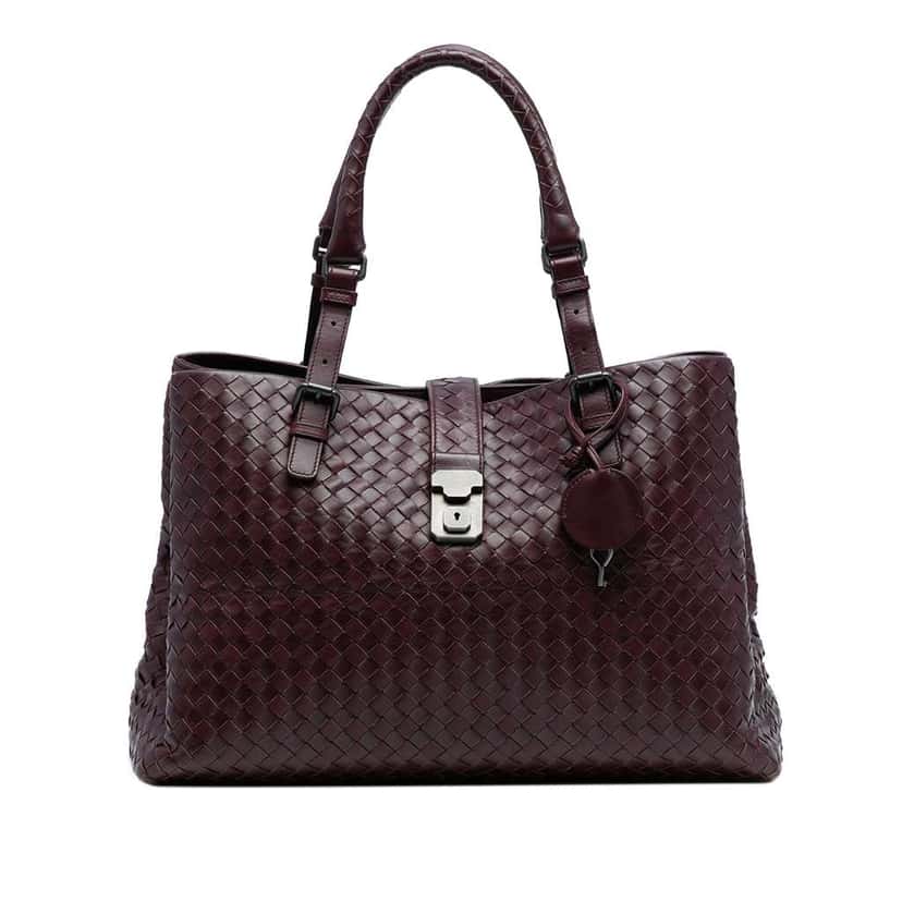 Bottega Veneta Medium Nappa Intrecciato Roma Tote Red Leather Good condition - Front View