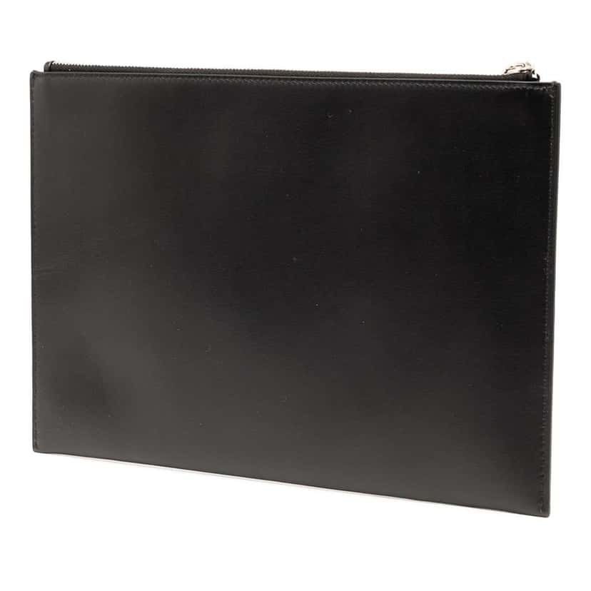 Dior Leather Daily Script Clutch Black Leather Good condition - Back View