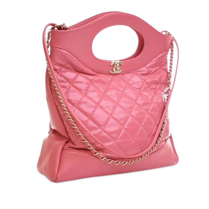 Chanel Small Shiny Aged Calfskin 31 Shopping Bag Pink Leather Good condition - Back View