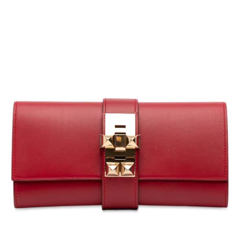 Hermès Tadelakt Medor 23 Red Leather Good condition - Front View