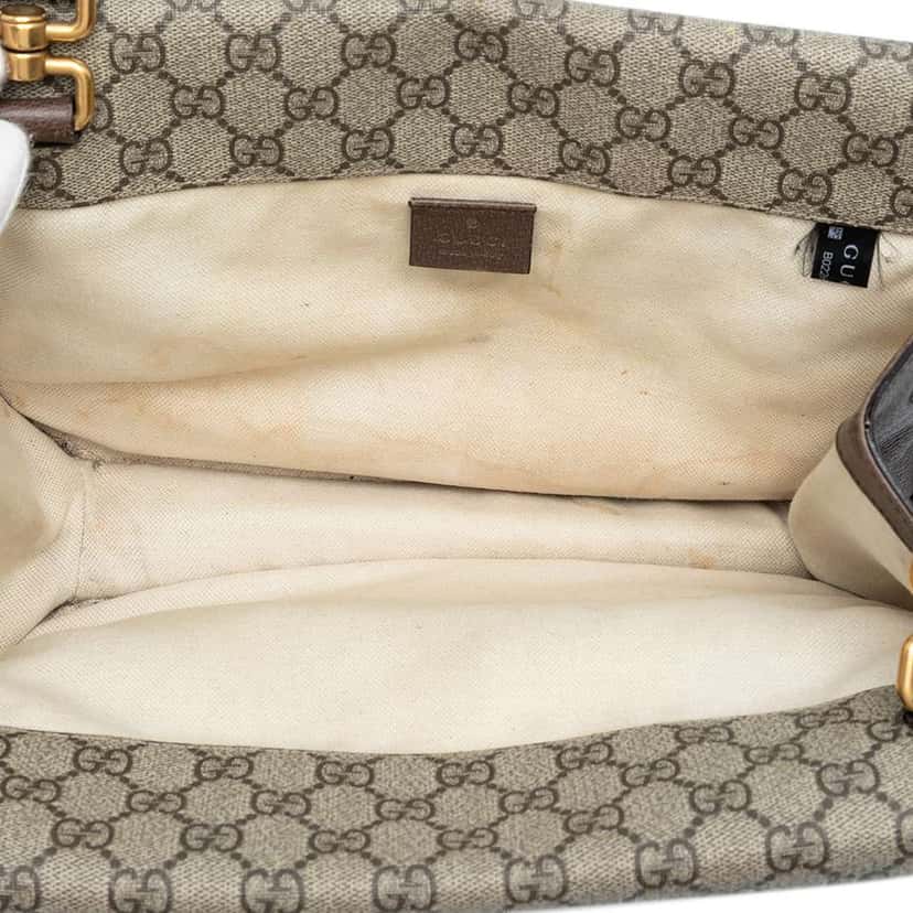 Gucci Medium GG Supreme Web Neo Vintage Double Flap Messenger Bag Brown Canvas Good condition - Model View