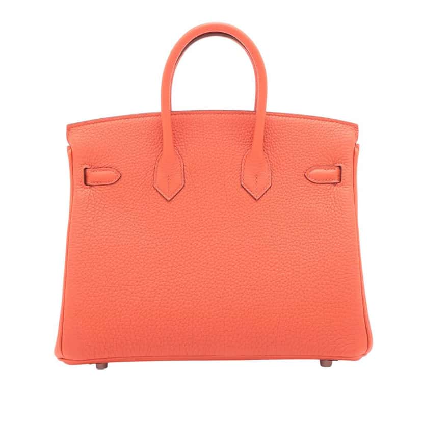 Hermès Togo Birkin Retourne 25 Orange Leather Good condition - Back View