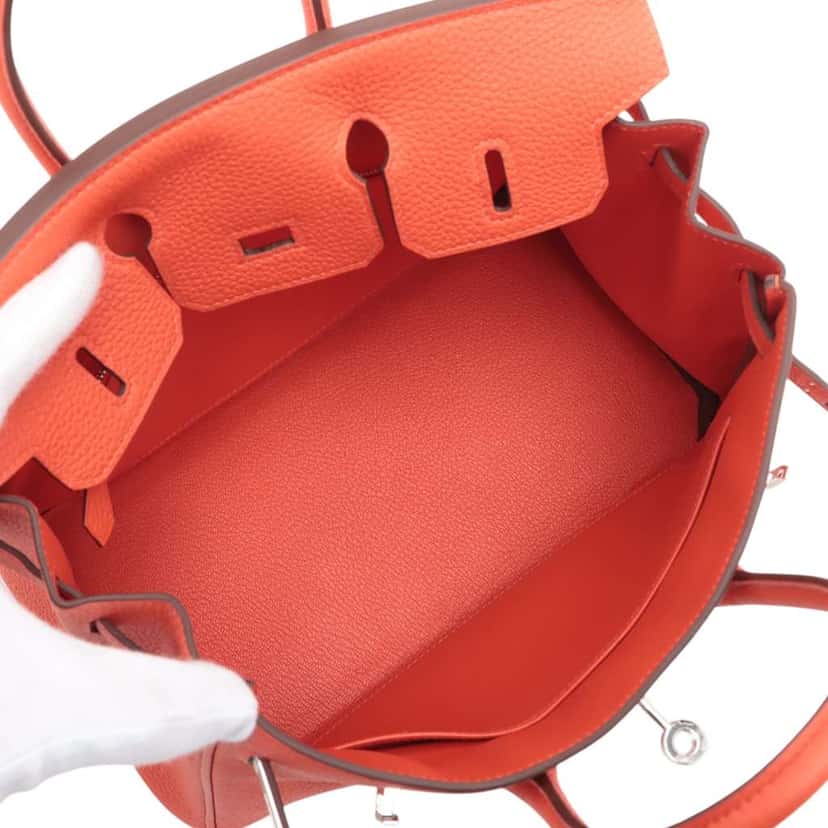 Hermès Togo Birkin Retourne 25 Orange Leather Good condition - Inside View