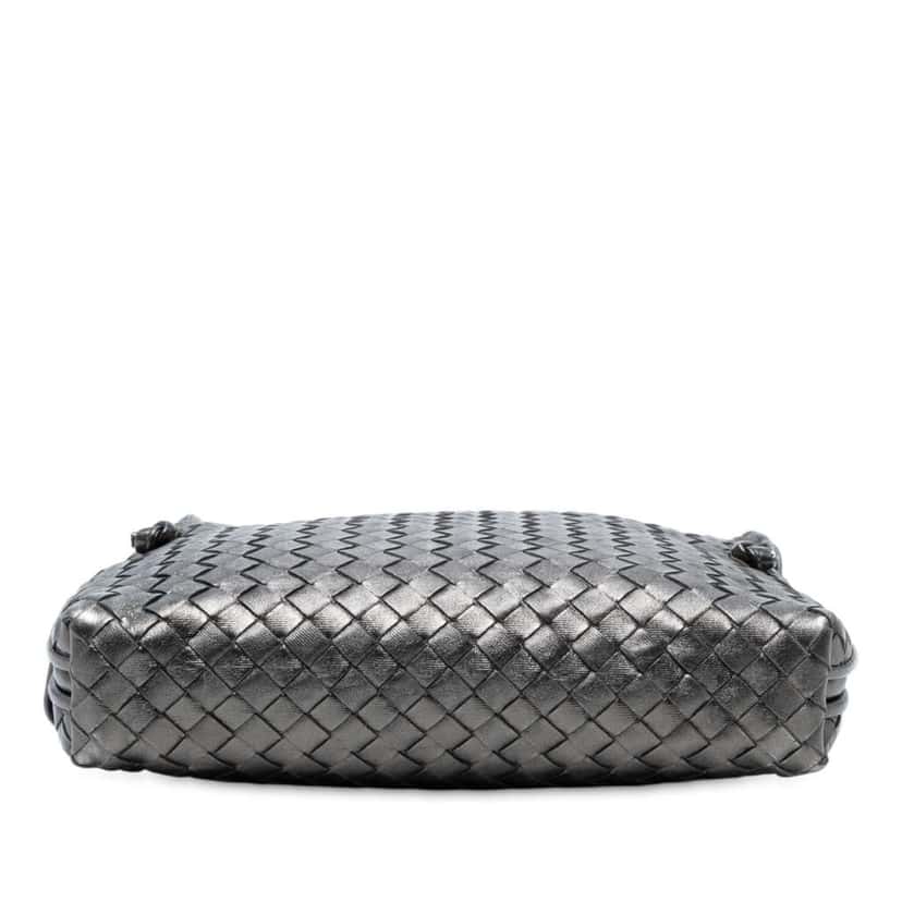 Bottega Veneta Metallic Nappa Intrecciato Nodini Crossbody Grey Leather Good condition - Inside View