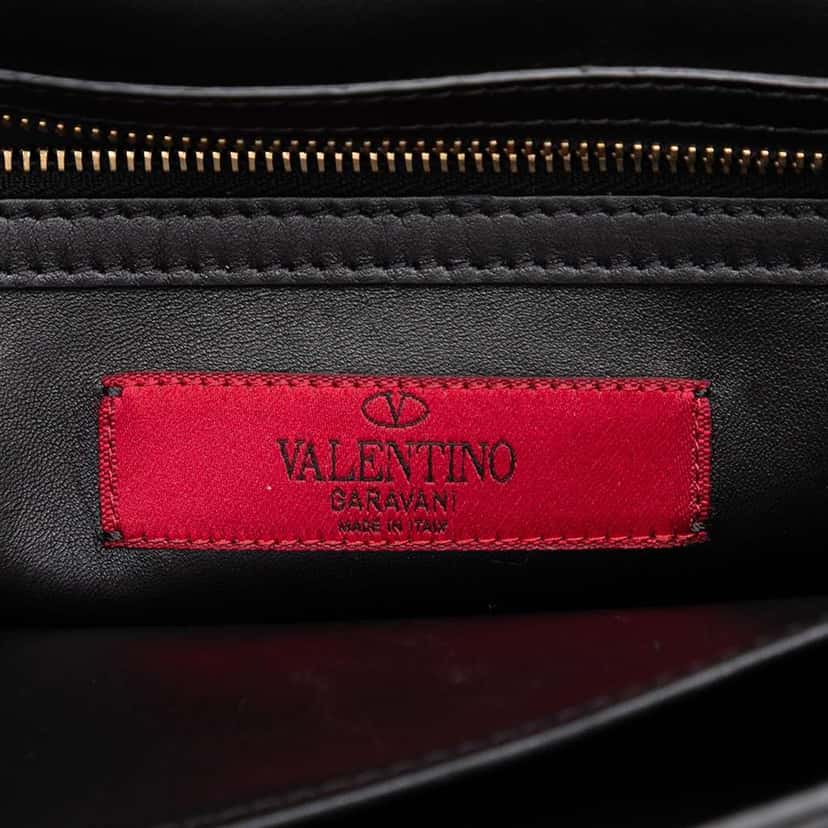 Valentino Calfskin Rockstud Wristlet Clutch Black Leather Good condition - Box View
