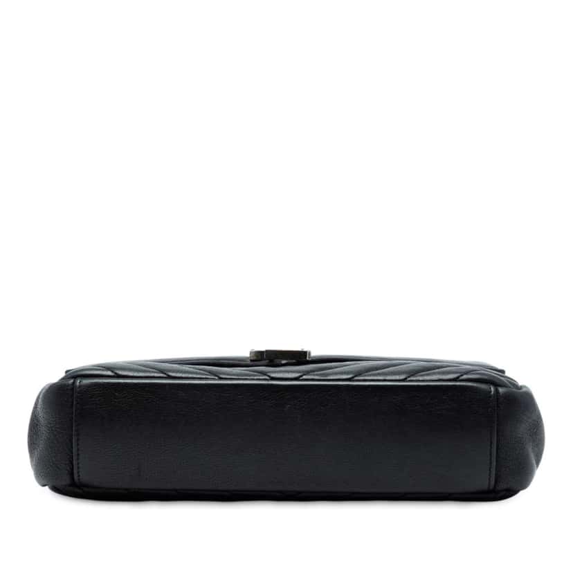 Saint Laurent Medium Quilted Chevron Sheepskin College Satchel Black Leather Good condition - Inside View