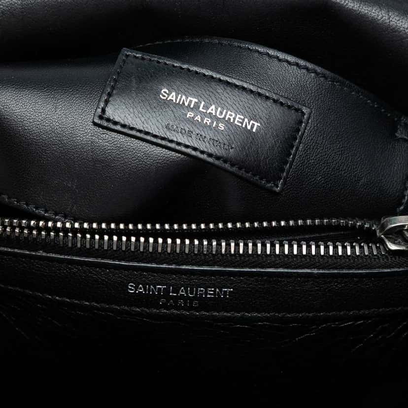 Saint Laurent Medium Quilted Chevron Sheepskin College Satchel Black Leather Good condition - Box View