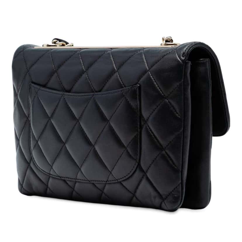 Chanel Medium Quilted Lambskin Trendy CC Flap Black Leather Good condition - Back View