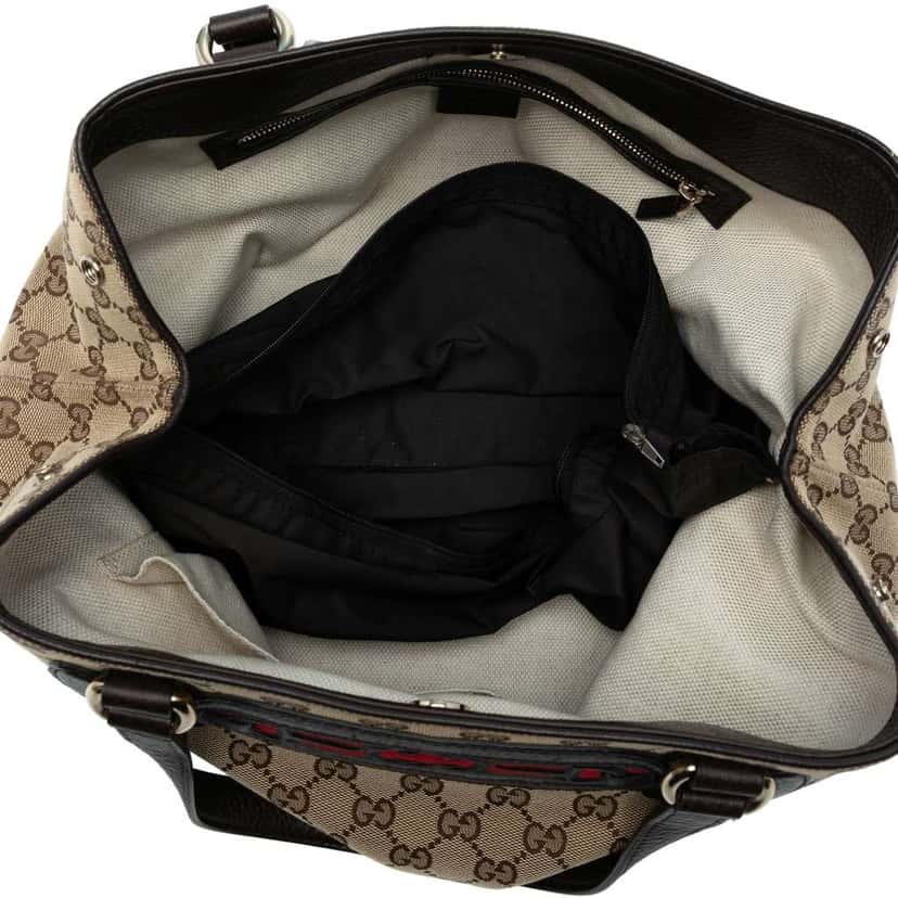 Gucci Medium GG Canvas Web Dressage Tote Brown Canvas Good condition - Model View
